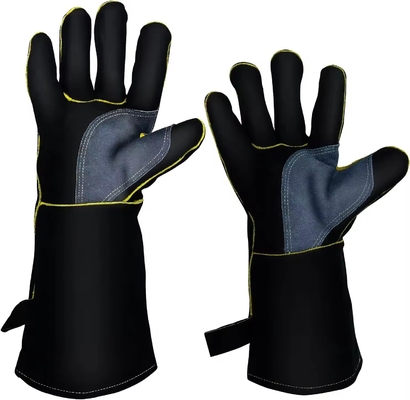 China Hot Sell 14 16 Inch Cheap Welding Glove Made Of Split Leather Oem Cowhide Leather Welding Gloves Heat Resistant 50