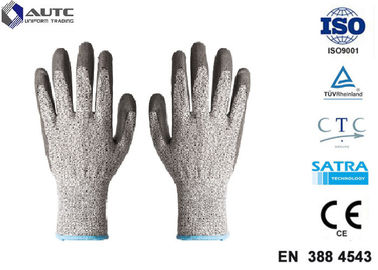 Elastic Seamless Knit Industrial Safety Hand Gloves 3 Gauge HPPE Liner PU Coated