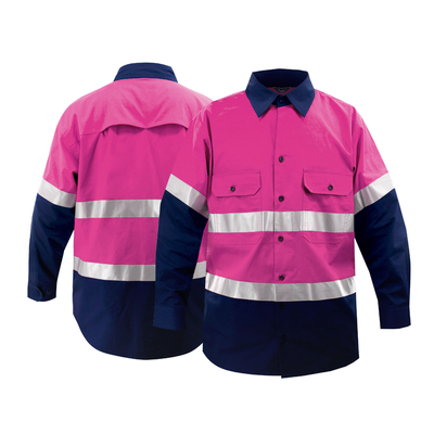 Custom Royal Blue Hi Vis Safety Men Shirt Reflective Road Safety Mining Shirts Wholesale Engineering Uniform Workwear