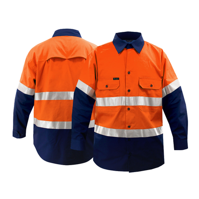 Custom Royal Blue Hi Vis Safety Men Shirt Reflective Road Safety Mining Shirts Wholesale Engineering Uniform Workwear