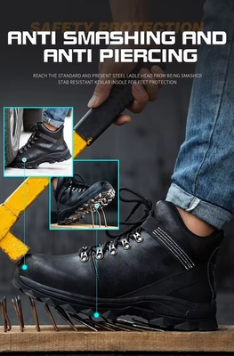 Wholesale High Quality Steel Toe Anti-smashing Indestructible Safety Shoes Water-proof Work Boots For Men