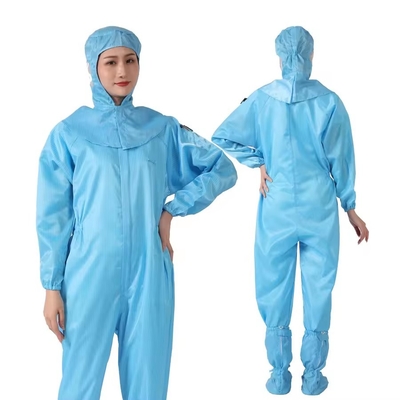Washable Blue Anti-static Clean Room Working Clothes ESD Garment Jumpsuit Without Hood Cleanroom Coverall Without Hood