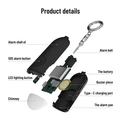 140db Emergency Self Defense Alarm Keychain Safety Defence Key Chain Led Security Personal Alarm Keychain For Women