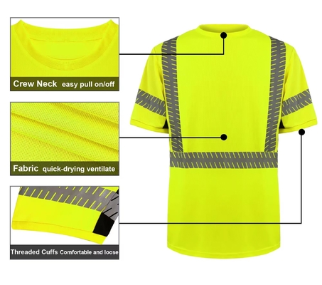 New Arrival Summer Breathable Cool Safety Shirt Construction Shirt Quickly Dry Fluorescent Color Safety T Shirt