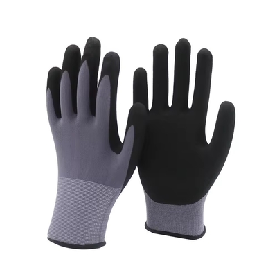 15G Nylon Spandex Sandy Nitrile Coated Gloves Work Gloves Safety Construction Nitrile Coated Gloves
