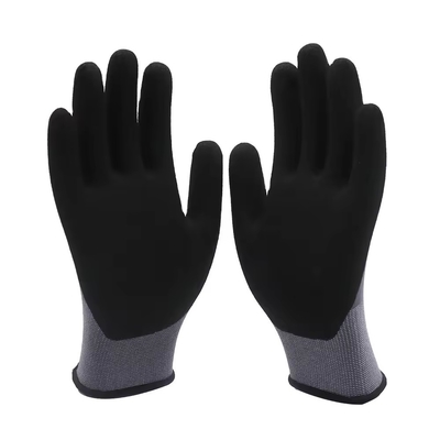 15G Nylon Spandex Sandy Nitrile Coated Gloves Work Gloves Safety Construction Nitrile Coated Gloves
