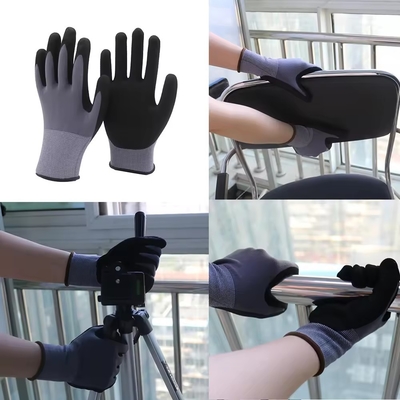 15G Nylon Spandex Sandy Nitrile Coated Gloves Work Gloves Safety Construction Nitrile Coated Gloves