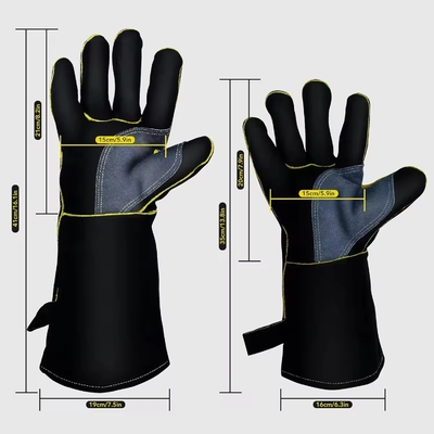 China Hot Sell 14 16 Inch Cheap Welding Glove Made Of Split Leather Oem Cowhide Leather Welding Gloves Heat Resistant 50