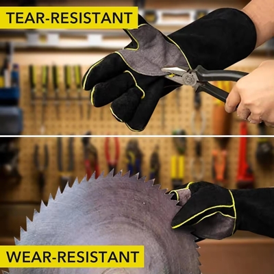 China Hot Sell 14 16 Inch Cheap Welding Glove Made Of Split Leather Oem Cowhide Leather Welding Gloves Heat Resistant 50