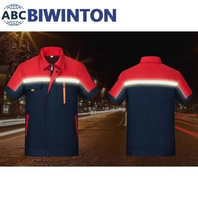 Summer Reflective Thin Work Clothing Sets Unisex Workwear Suits Short Sleeve Jacket+Pants Working Factory Uniforms
