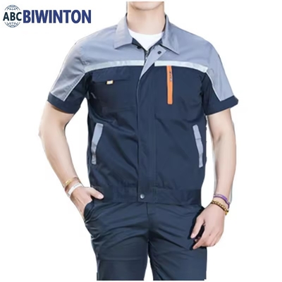 Summer Reflective Thin Work Clothing Sets Unisex Workwear Suits Short Sleeve Jacket+Pants Working Factory Uniforms