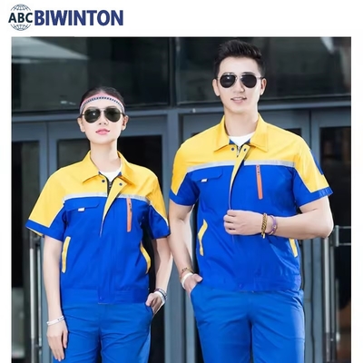 Summer Reflective Thin Work Clothing Sets Unisex Workwear Suits Short Sleeve Jacket+Pants Working Factory Uniforms