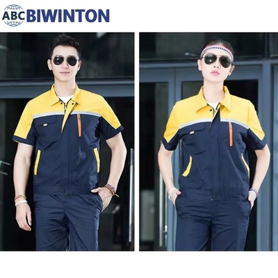 Summer Reflective Thin Work Clothing Sets Unisex Workwear Suits Short Sleeve Jacket+Pants Working Factory Uniforms
