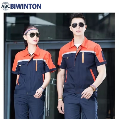 Summer Reflective Thin Work Clothing Sets Unisex Workwear Suits Short Sleeve Jacket+Pants Working Factory Uniforms