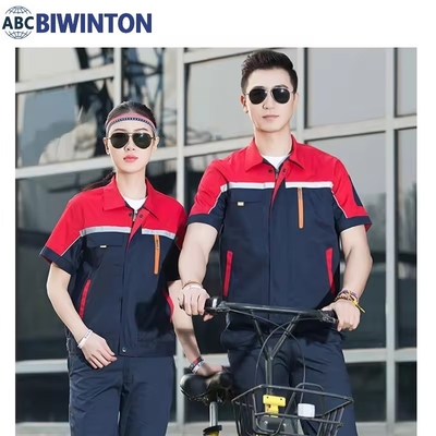 Summer Reflective Thin Work Clothing Sets Unisex Workwear Suits Short Sleeve Jacket+Pants Working Factory Uniforms