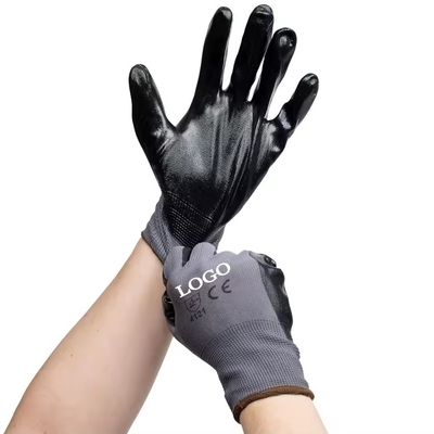 Nitrile Coated Nylon / Polyester Safety Gloves En388 4131 Standard Safety Hand Work Gloves