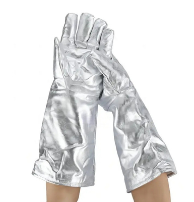 45CM Long Resisting 1000 Degree Centigrade Radiant Heat Glossy Aluminum Color Safety Work Heat Protective Aluminized Gloves