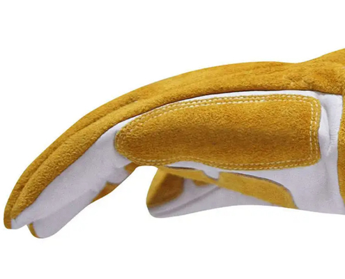 Soft Cotton Lining Heat Resistance Grain Cowhide Leather Cowsplit Wear Resistant Laser Work Welding Safety Glove