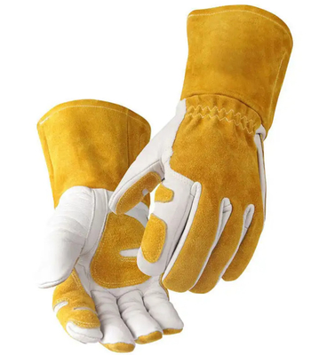 Soft Cotton Lining Heat Resistance Grain Cowhide Leather Cowsplit Wear Resistant Laser Work Welding Safety Glove
