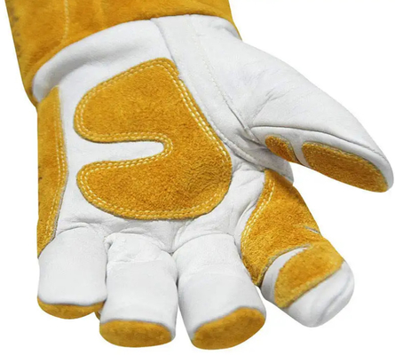 Soft Cotton Lining Heat Resistance Grain Cowhide Leather Cowsplit Wear Resistant Laser Work Welding Safety Glove