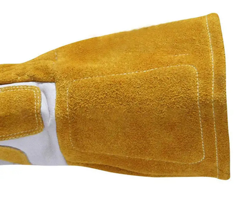 Soft Cotton Lining Heat Resistance Grain Cowhide Leather Cowsplit Wear Resistant Laser Work Welding Safety Glove